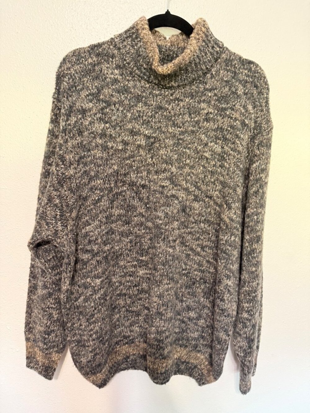 VTG Tundra Sweater Mock Neck Brown Gray Variegated Wool Blend XL Unisex